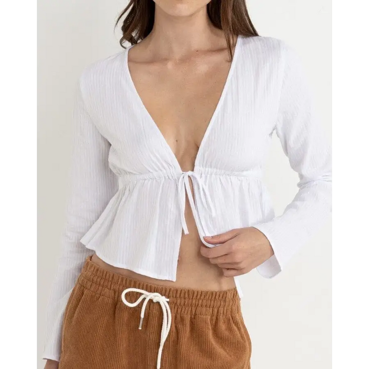 Rhythm Belle Tie Front Long Sleeve Top 