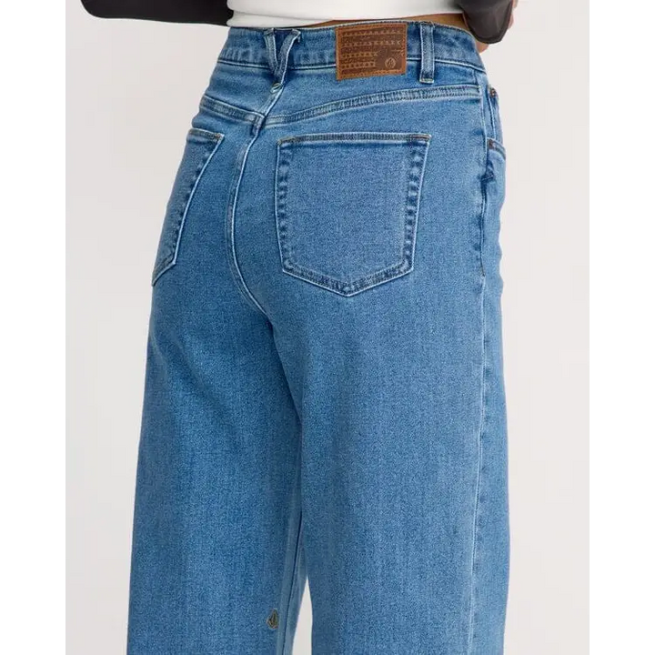 Volcom Stoned Boyfriend Hirise Jeans - Deep River Blues 