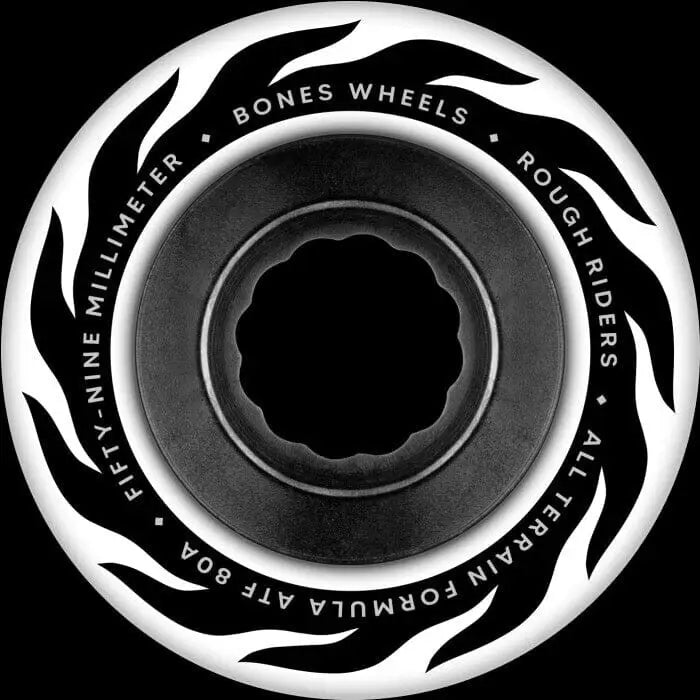 Bones Eternal Flame Rough Riders 80A Skate Wheels - White 