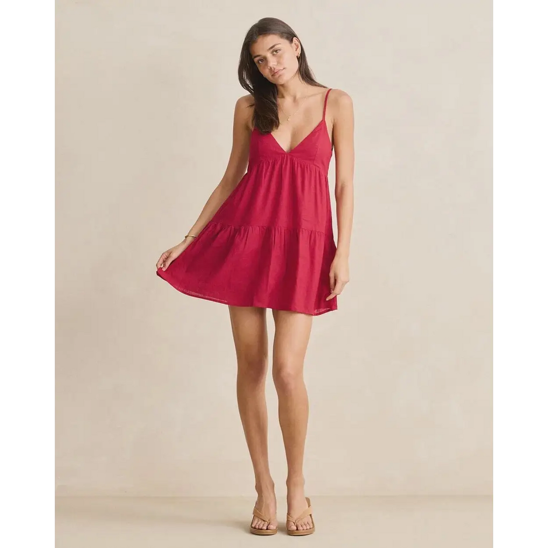 Rhythm Classic Tiered Mini Dress - Sangria 