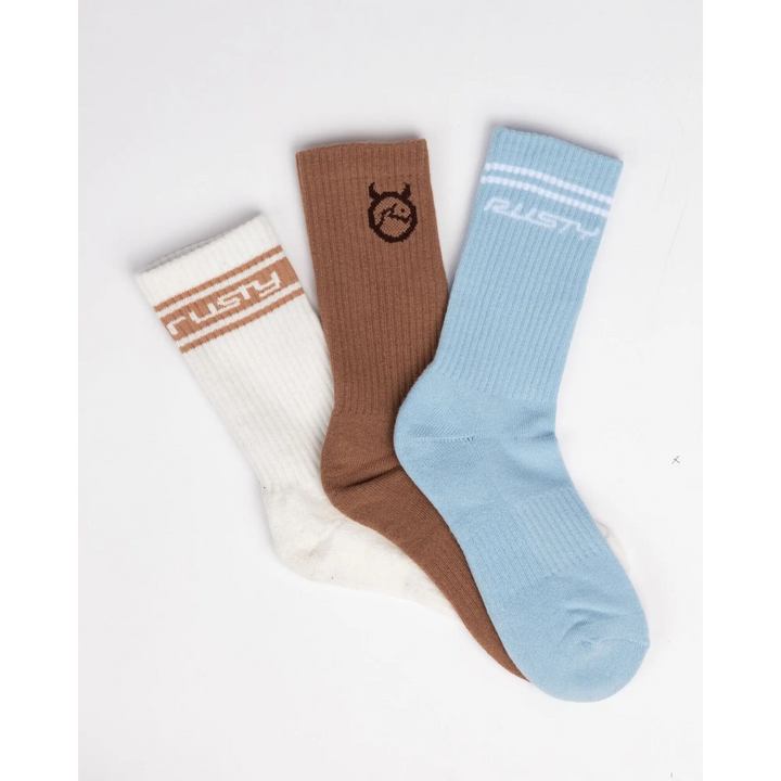 Rusty Shake Up Crew 3 Pack Socks 