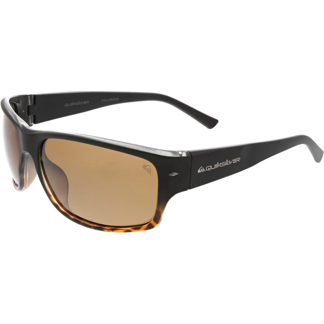 Quiksilver Wind Wave Polarised Sunglasses - Matte Black Tort / Brown Solid + Light Silver