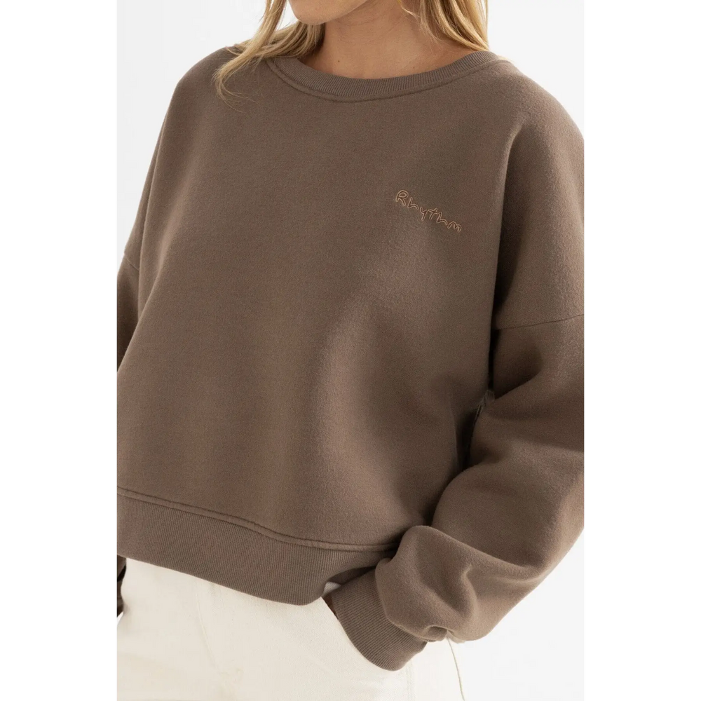 Rhythm Slouchy Crew Neck Fleece Sweatshirt 