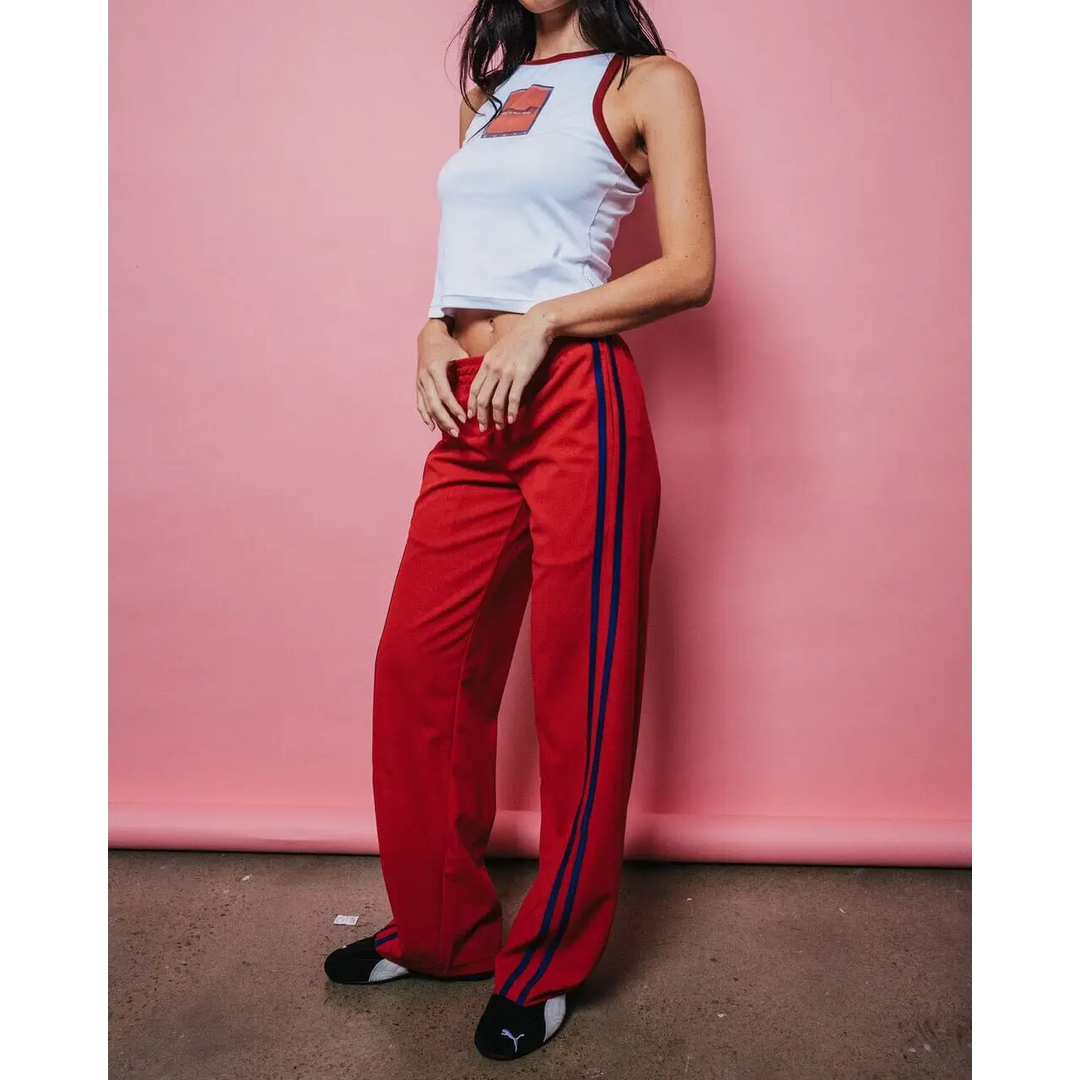 Rusty Bronson Side Stripe Low Rise Trackpants Red 6 