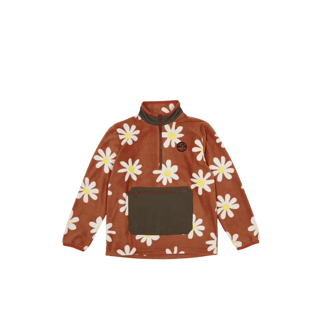 Airblaster Fleece Half Zip Rust Big Daisy XS 