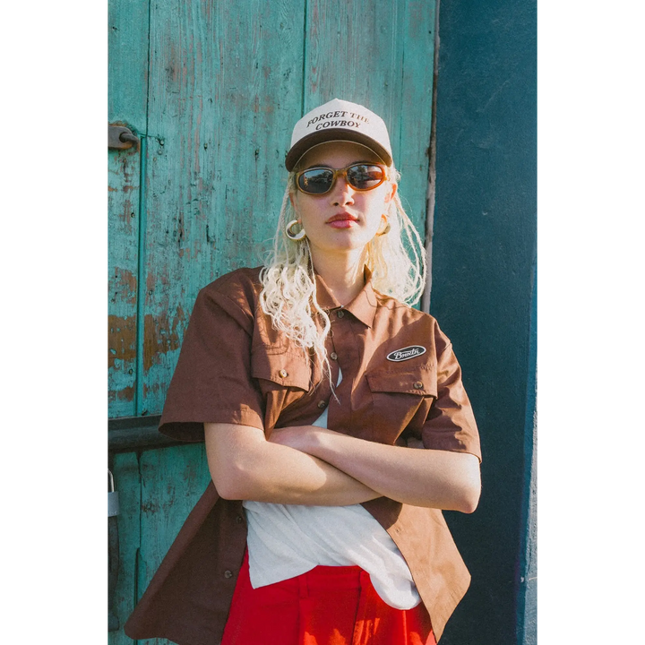 Brixton Forget the Cowboy Netplus Snapback Cap - Chocolate / Off White