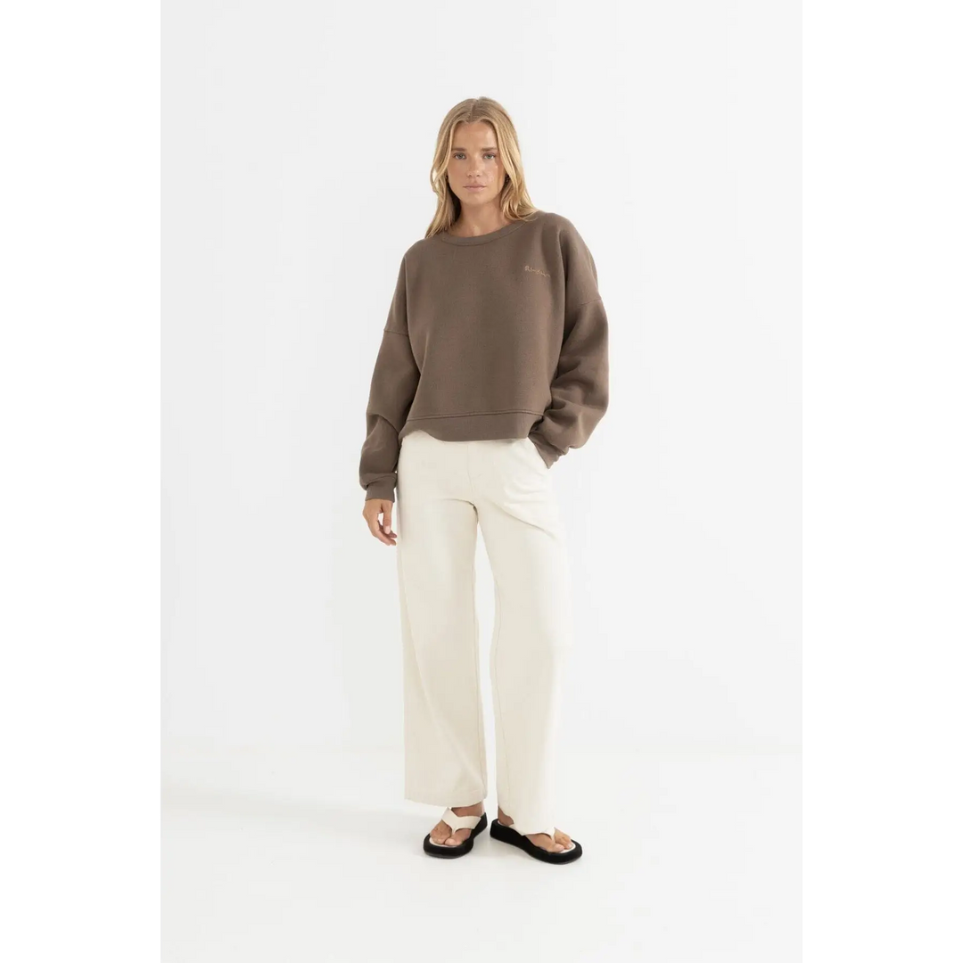 Rhythm Slouchy Crew Neck Fleece Sweatshirt 