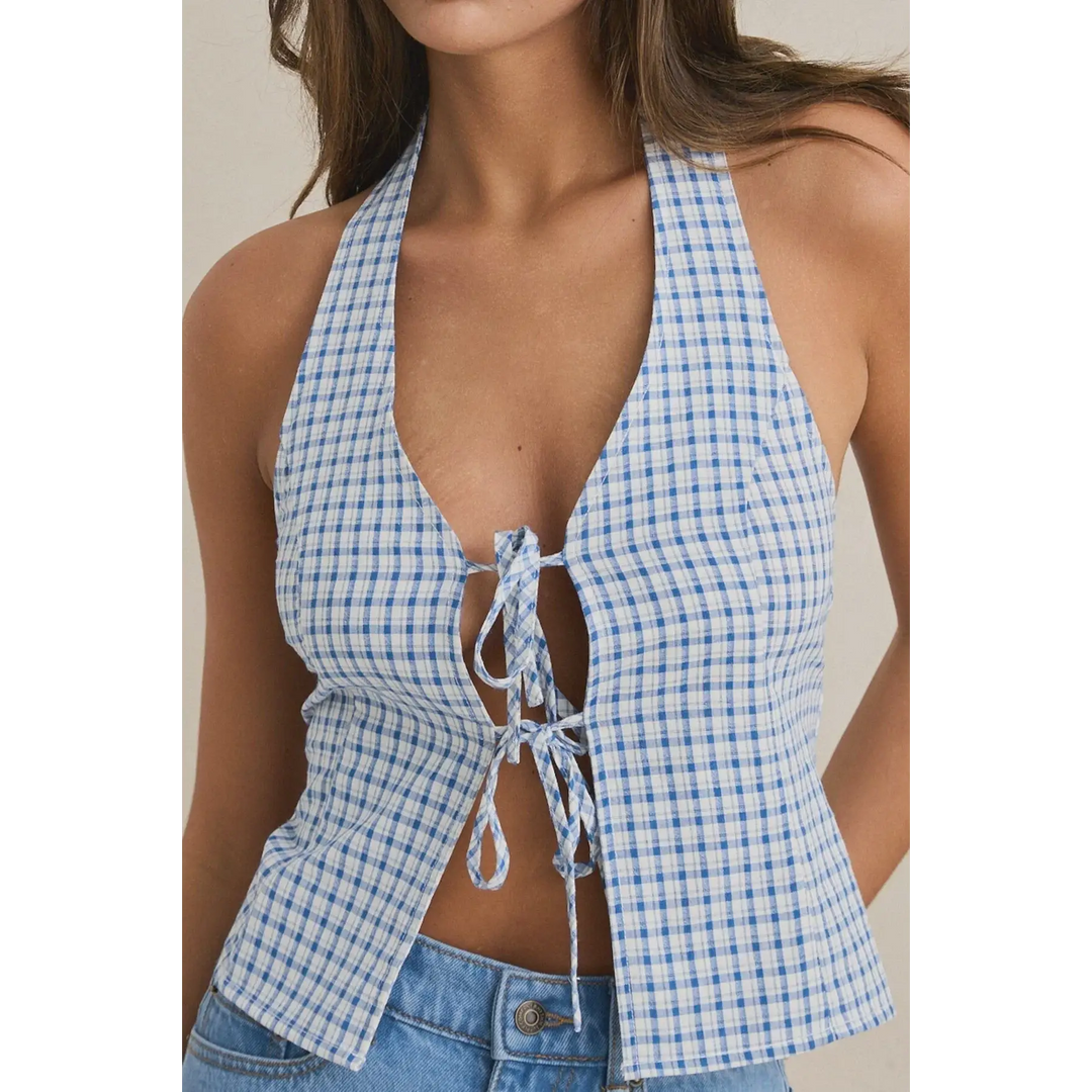 Rhythm Louise Tie Front Halter Top