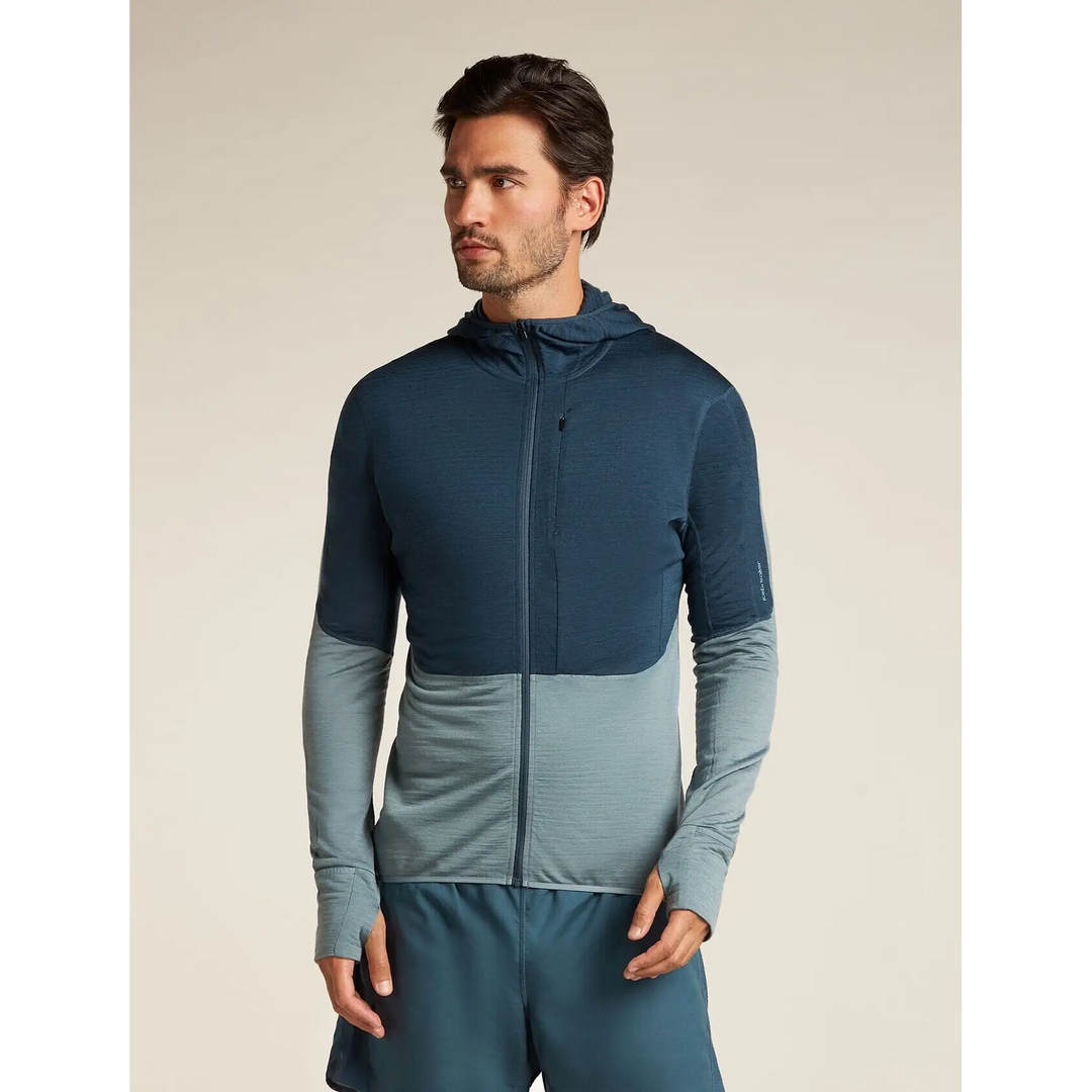 Icebreaker Merino Blend 200 Realfleece Descender Long Sleeve Zip Hoodie Abyss / Blue Ash S 