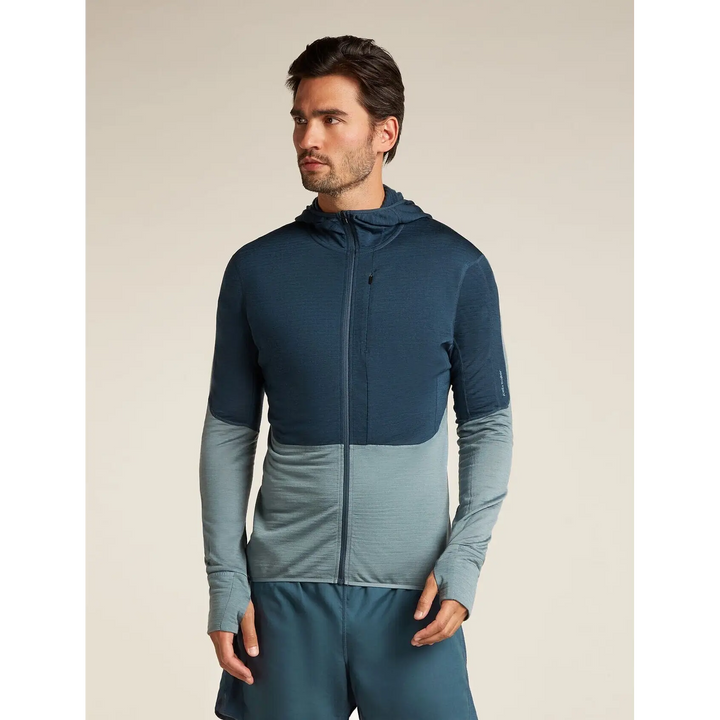 Icebreaker Merino Blend 200 Realfleece Descender Long Sleeve Zip Hoodie Abyss / Blue Ash S 