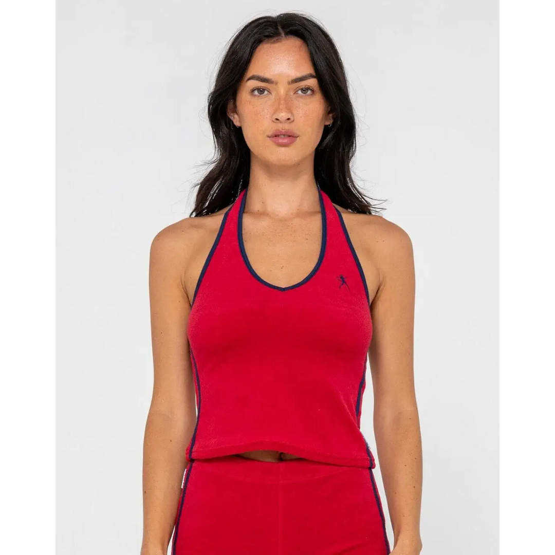 Rusty Bodhi Towelling Halter Neck Top 