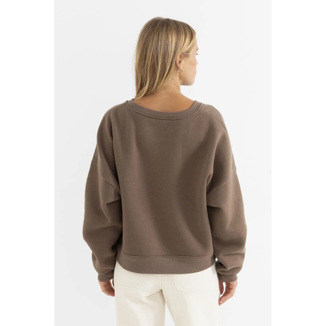 Rhythm Slouchy Crew Neck Fleece Sweatshirt 