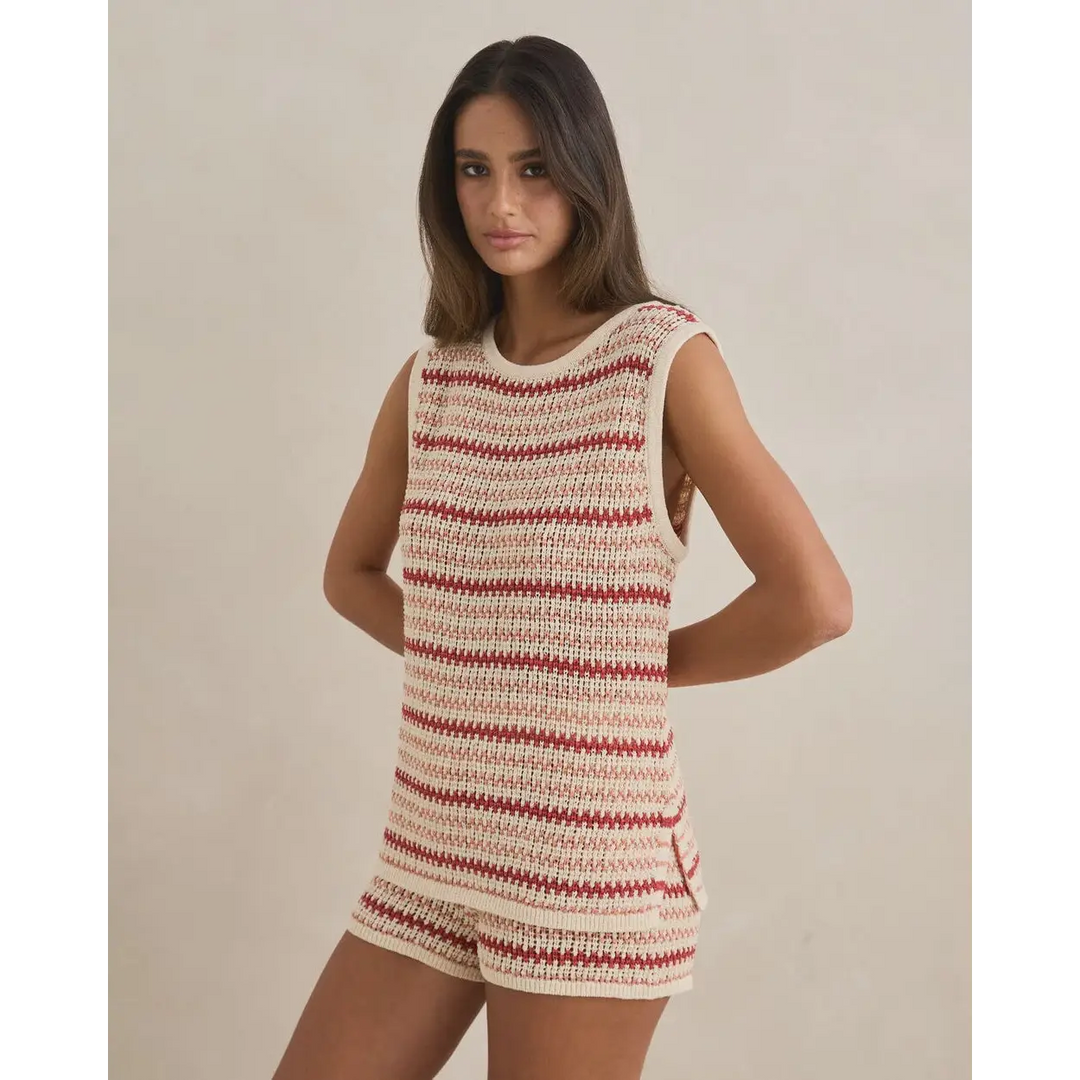 Rhythm Tami Stripe Knit Longline Tank - Watermelon