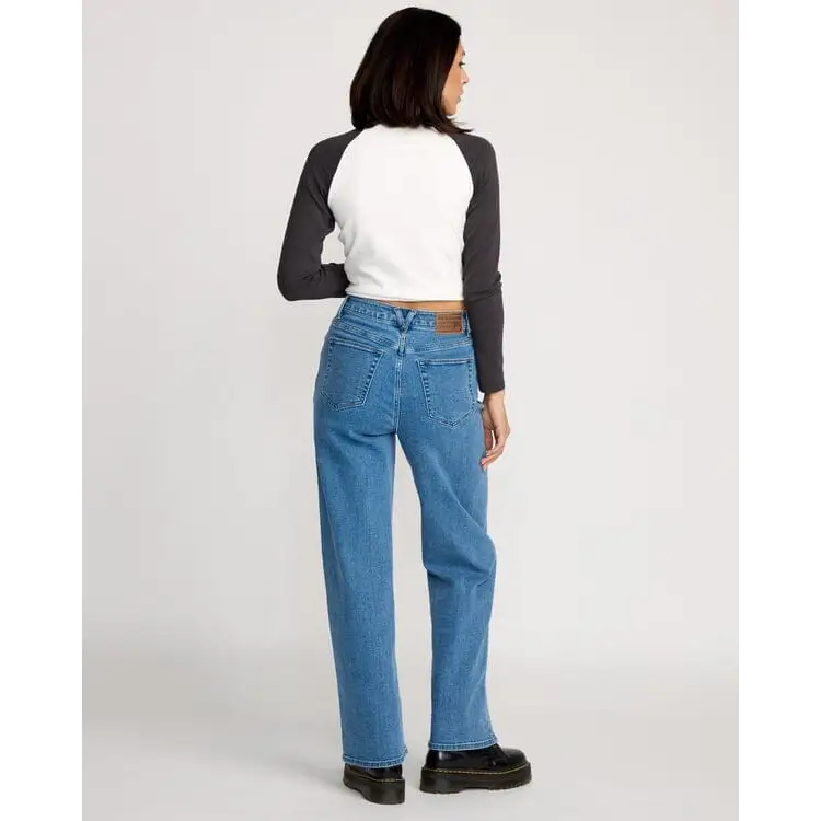 Volcom Stoned Boyfriend Hirise Jeans - Deep River Blues 