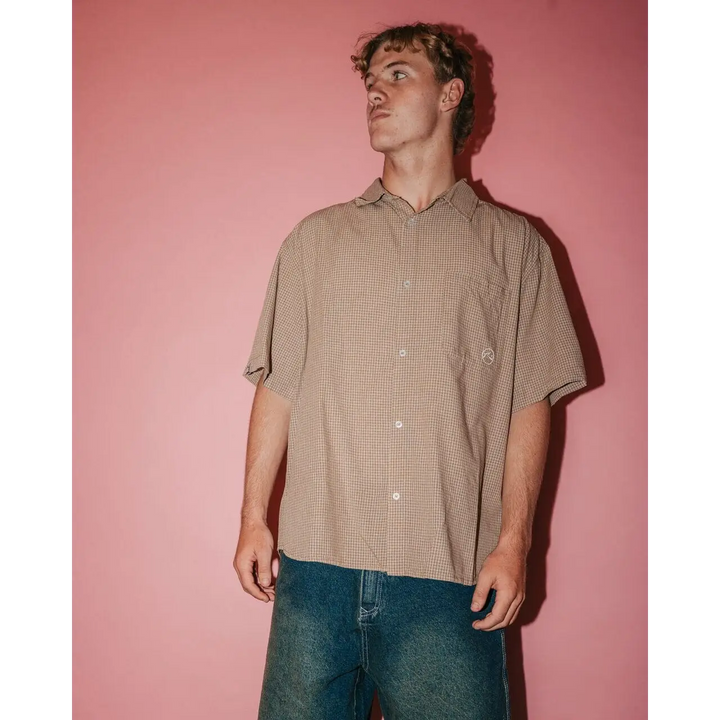 Rusty Hoodus Check Shirt Tobacco S 