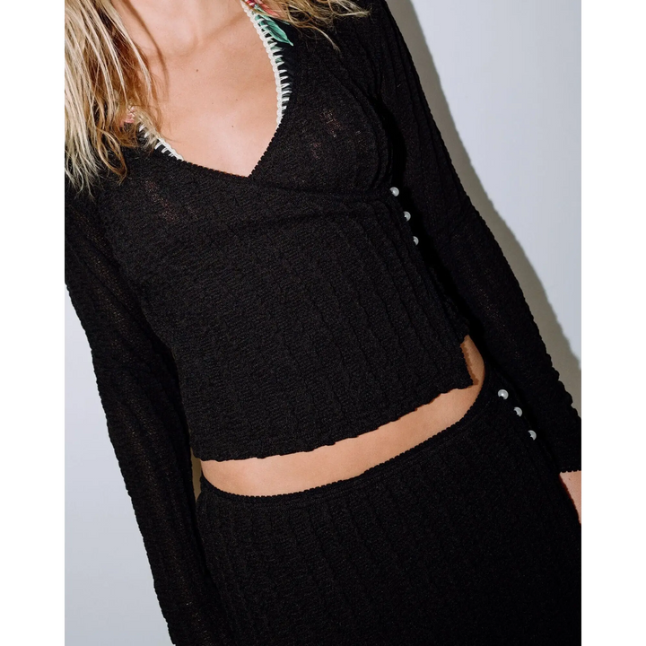 Rusty I Kissed A Pearl Lace Wrap Long Sleeve Top 