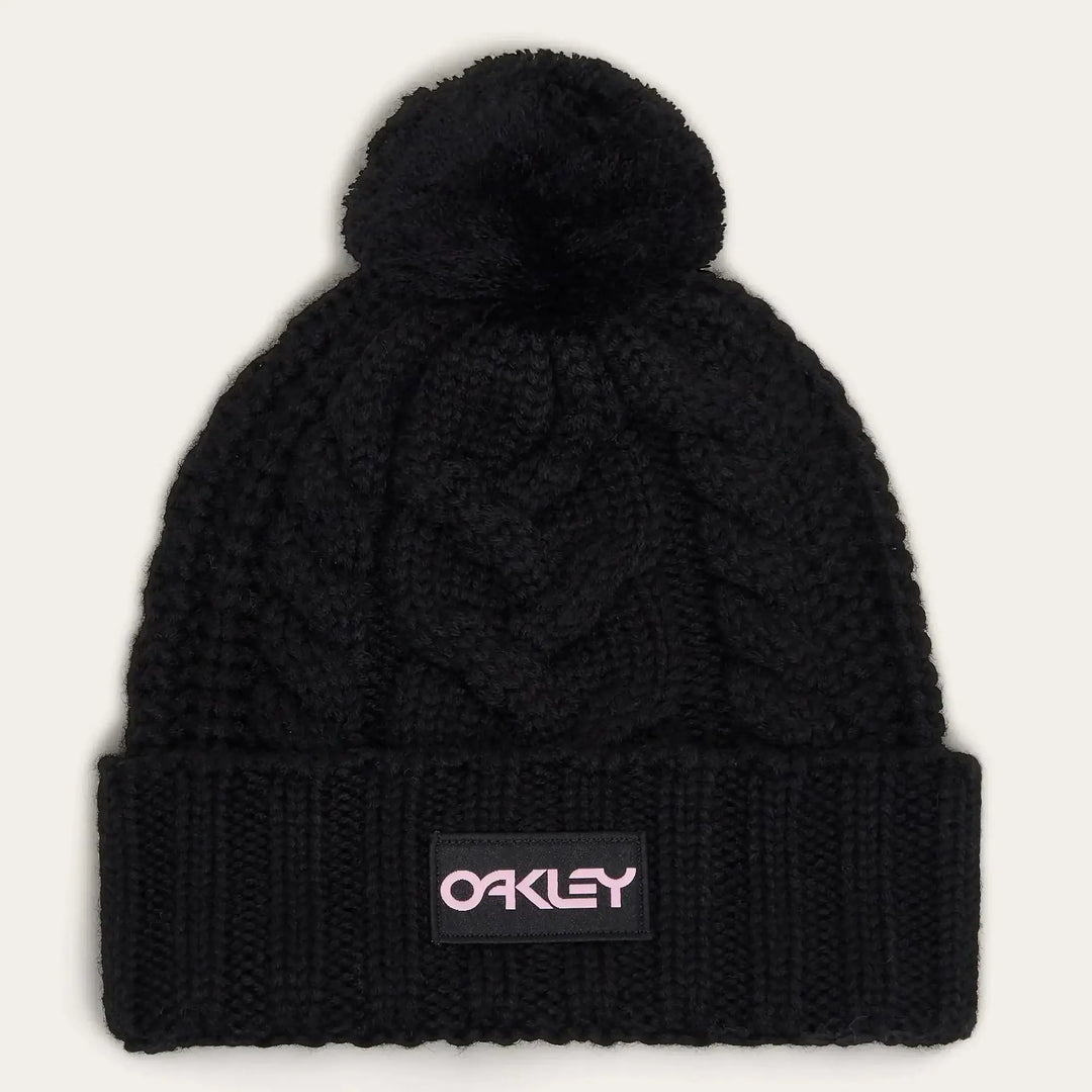 Oakley Harper Pom Beanie Black/ White Logo 