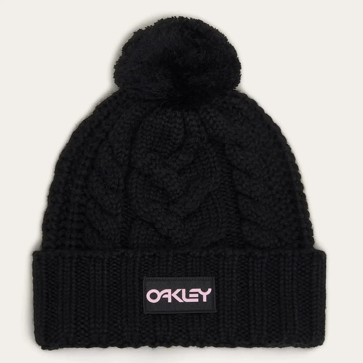 Oakley Harper Pom Beanie Black/ White Logo 
