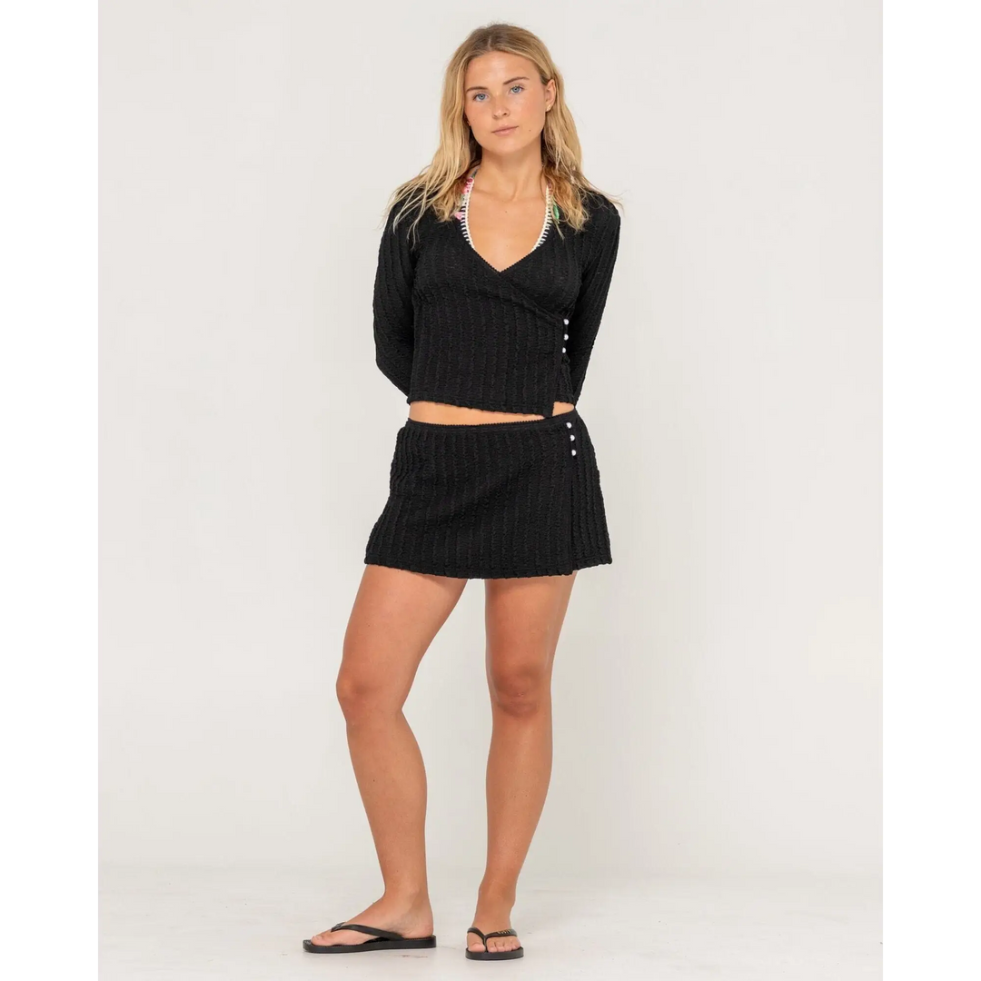 Rusty I Kissed A Pearl Lace Wrap Long Sleeve Top 