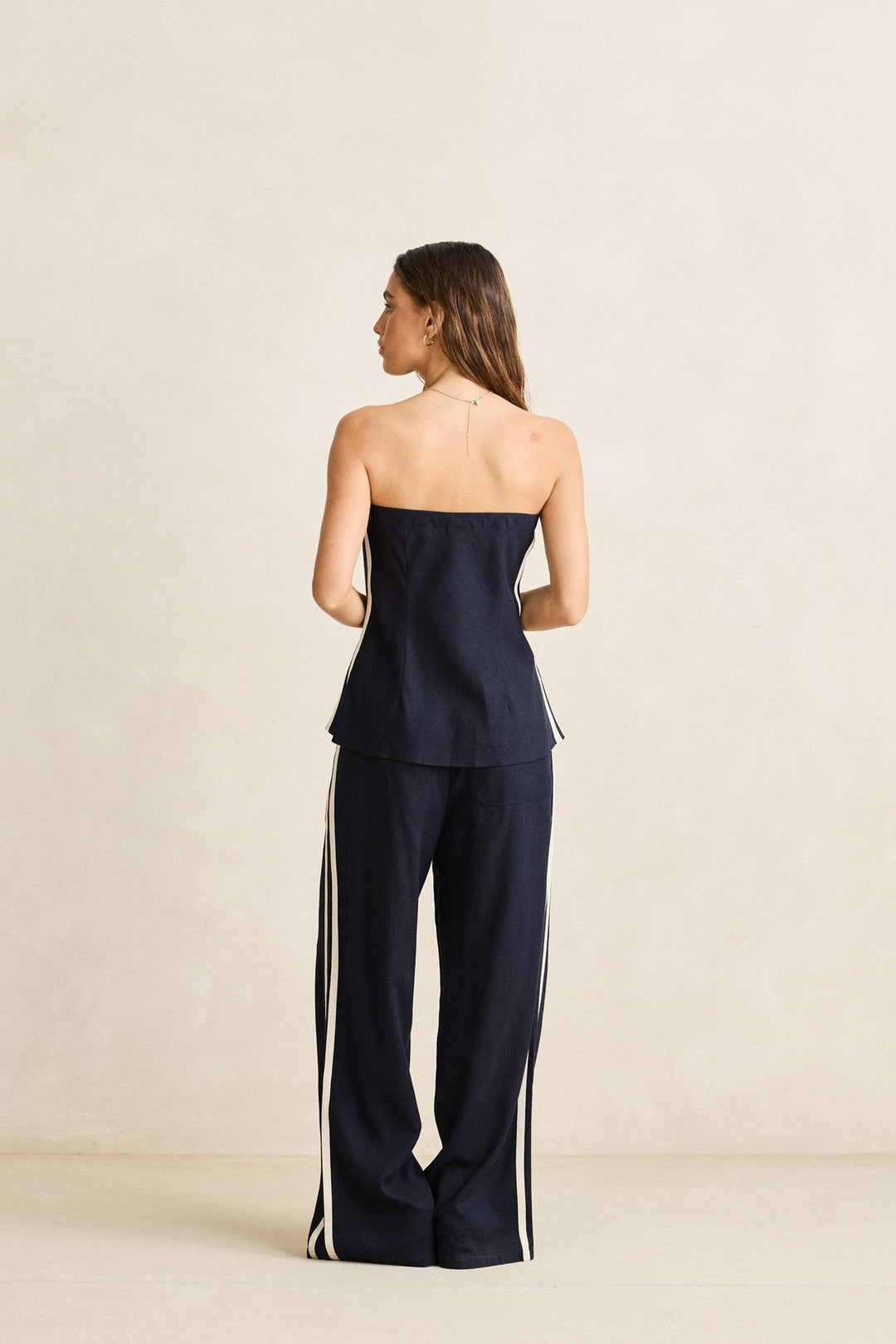 Rhythm Contrast Linen Strapless Top