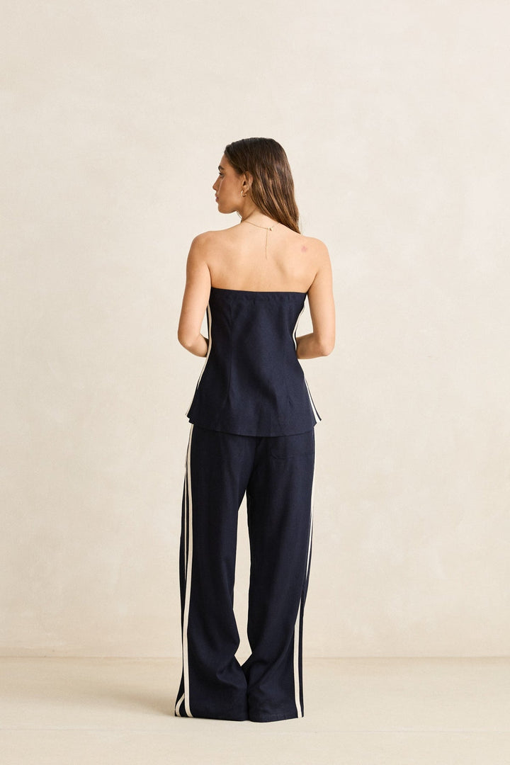 Rhythm Contrast Linen Strapless Top