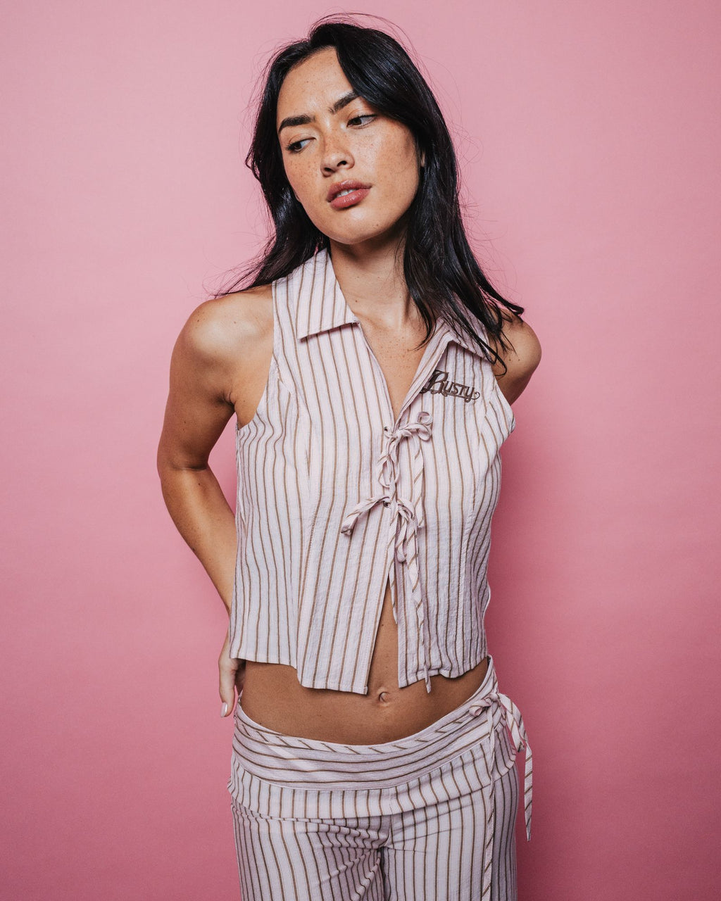 Rusty Rhysand Stripe Tie Top