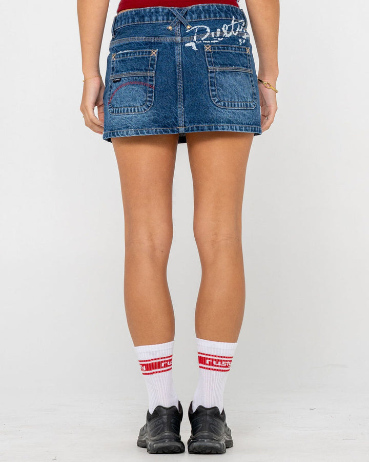 Rusty Shorty Low Rise Denim Micro Mini Skirt