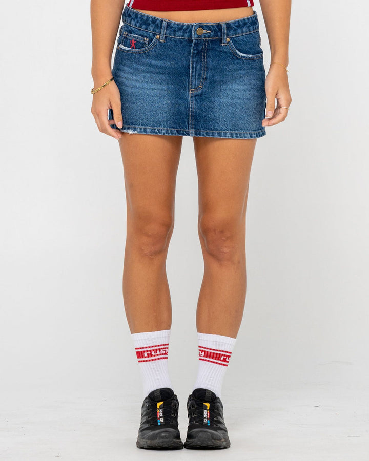 Rusty Shorty Low Rise Denim Micro Mini Skirt