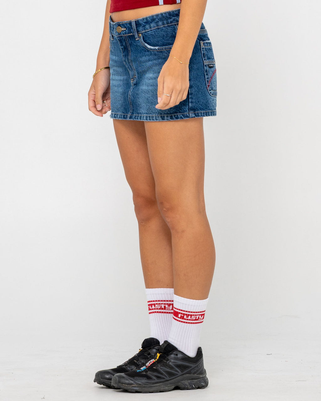 Rusty Shorty Low Rise Denim Micro Mini Skirt