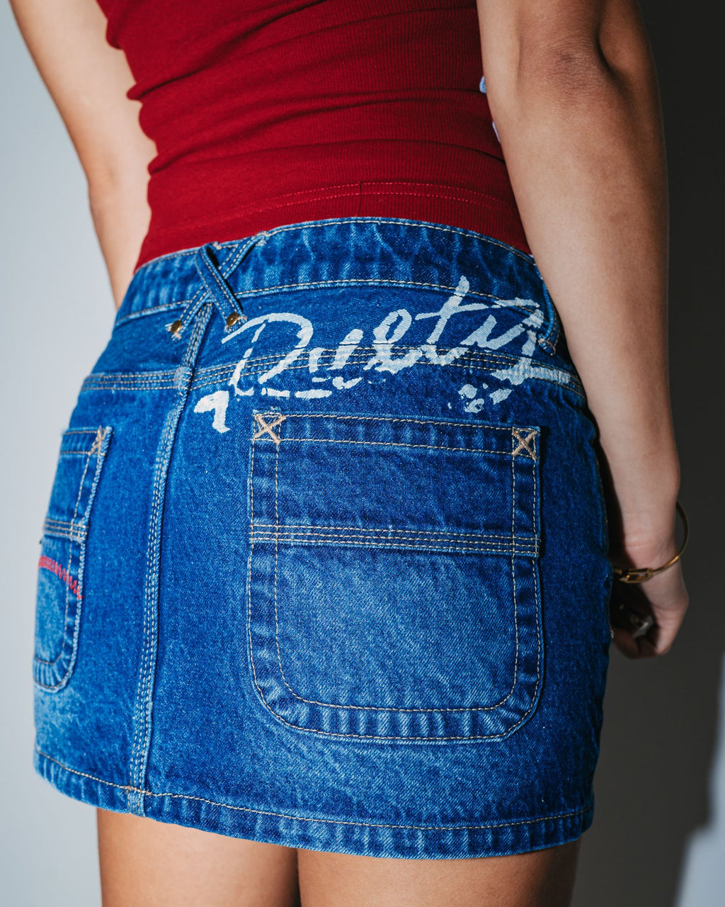 Rusty Shorty Low Rise Denim Micro Mini Skirt