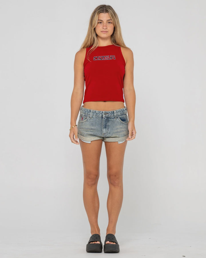 Rusty Norty Pheonix Low Rise Denim Mini Shorts