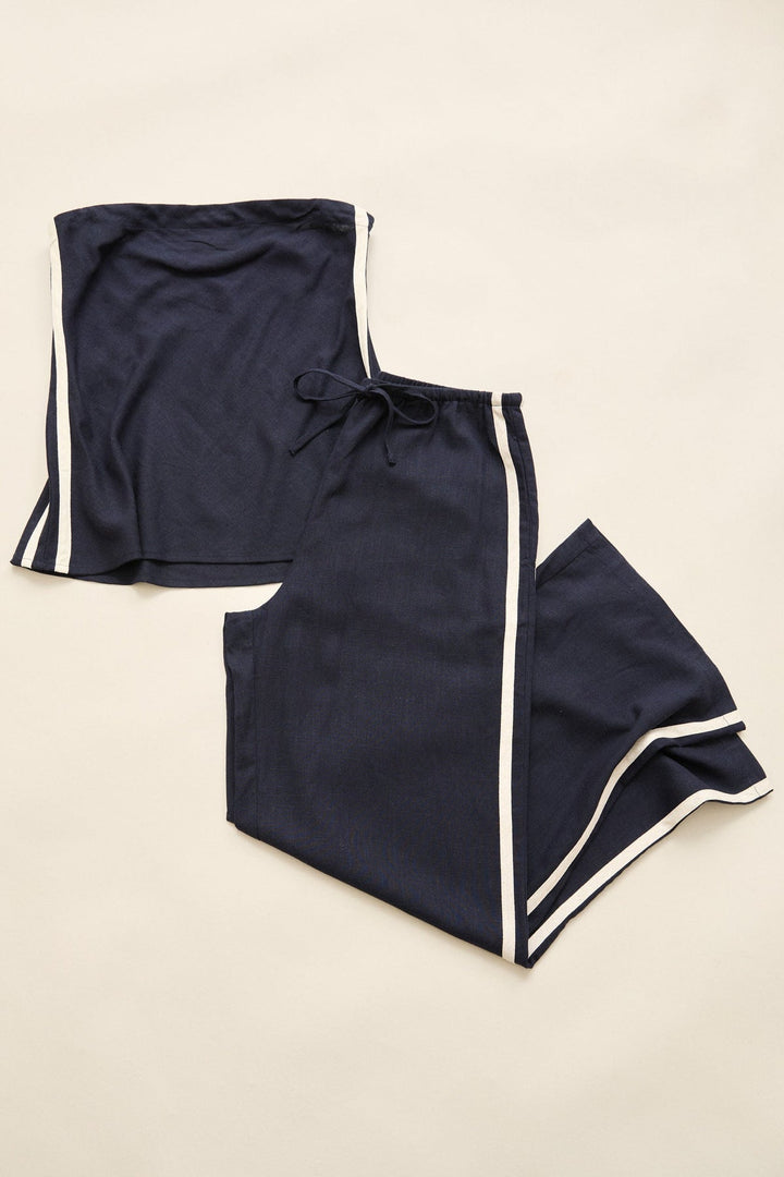Rhythm Contrast Linen Strapless Top