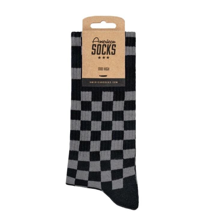 American Socks Checkerboard Black / Grey - Mid High 