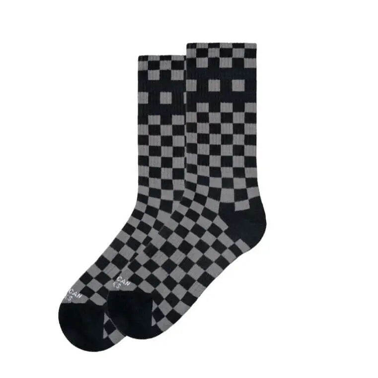 American Socks Checkerboard Black / Grey - Mid High 