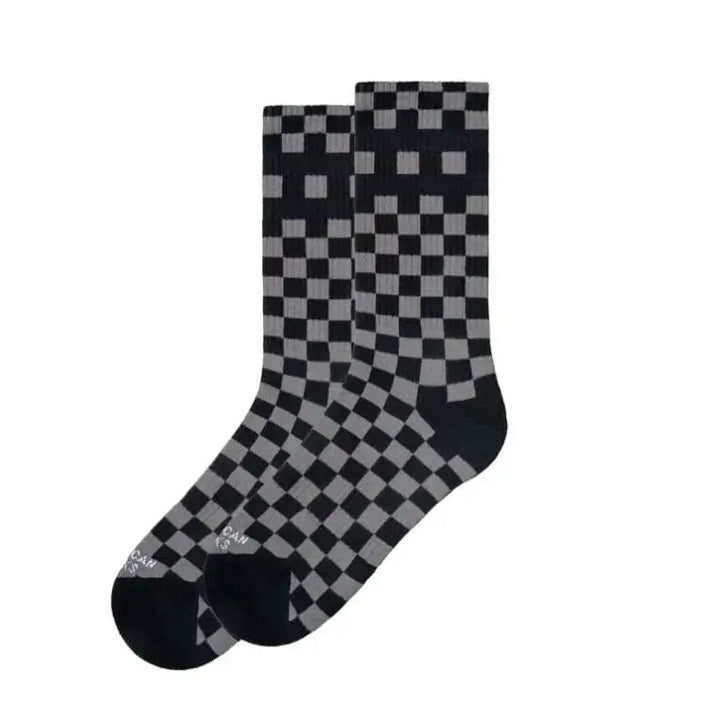 American Socks Checkerboard Black / Grey - Mid High 