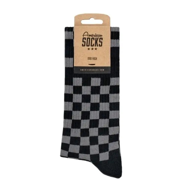 American Socks Checkerboard Black / Grey - Mid High 