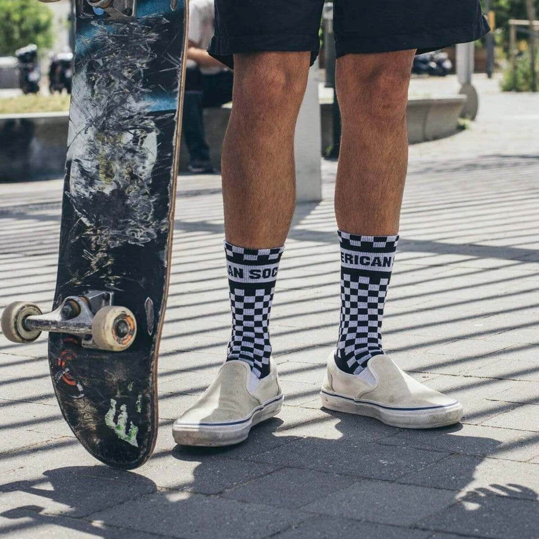 American Socks Checkerboard Black / White - Mid High 