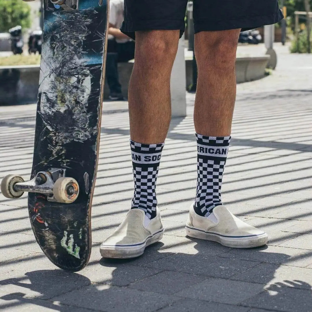 American Socks Checkerboard Black / White - Mid High 