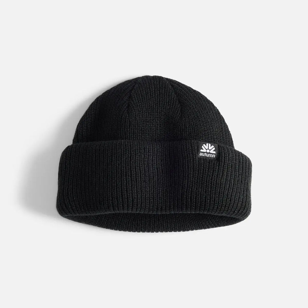 Autumn Double Roll Beanie - Black