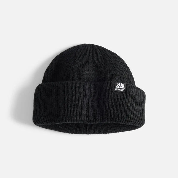 Autumn Double Roll Beanie - Black