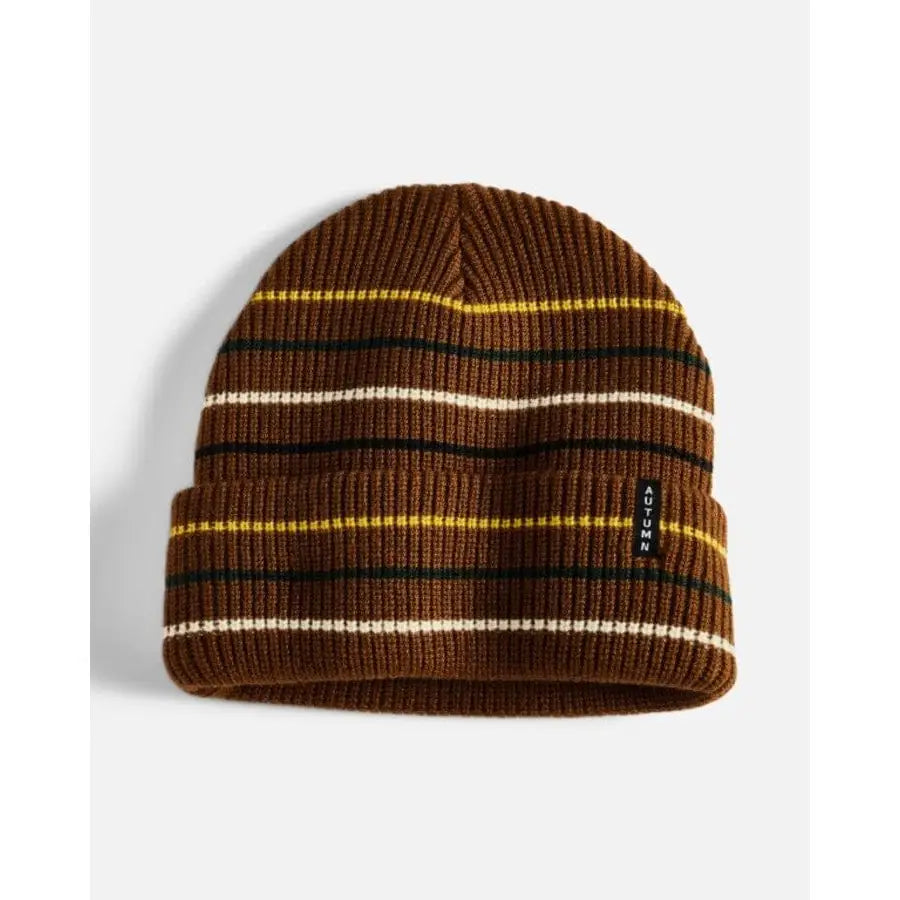 Autumn Multi Stripe Beanie Brown 
