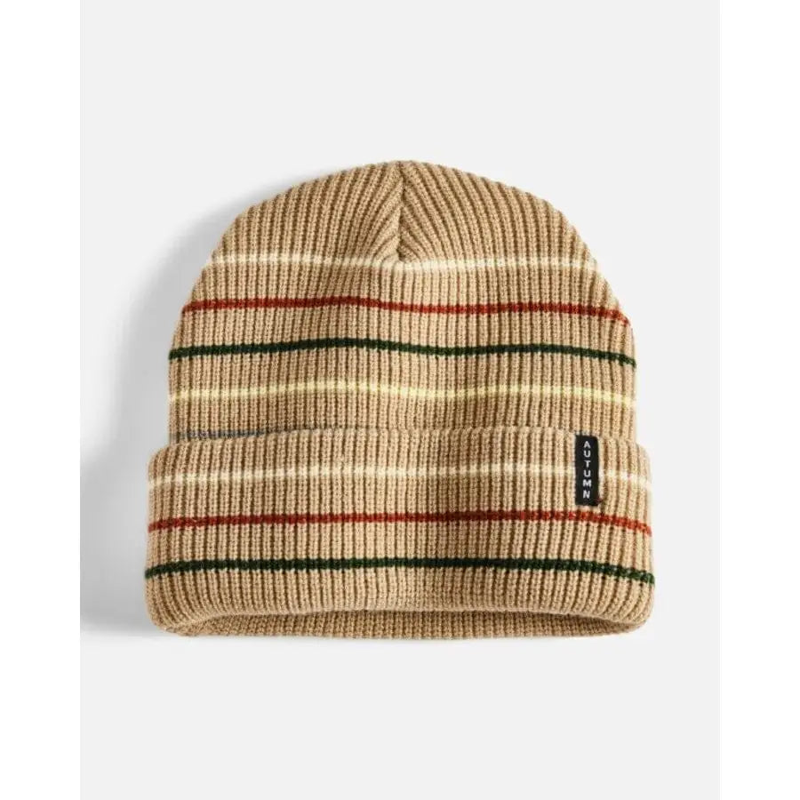 Autumn Multi Stripe Beanie Khaki 