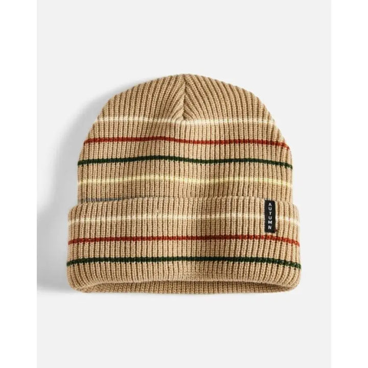 Autumn Multi Stripe Beanie Khaki 