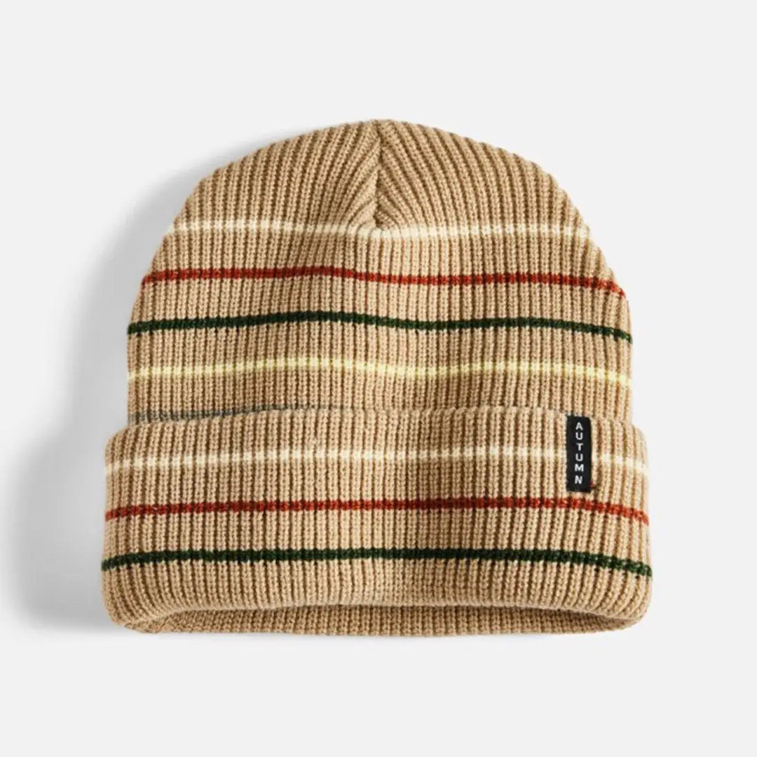 Autumn Multi Stripe Beanie - Khaki