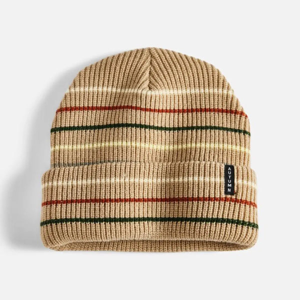 Autumn Multi Stripe Beanie - Khaki