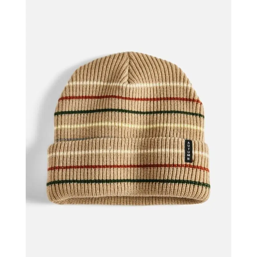 Autumn Multi Stripe Beanie Khaki 