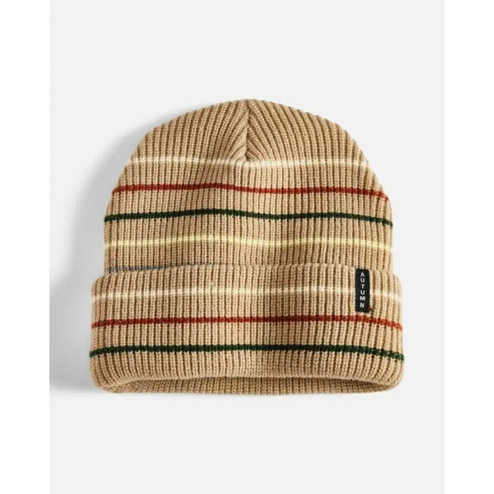 Autumn Multi Stripe Beanie Khaki 