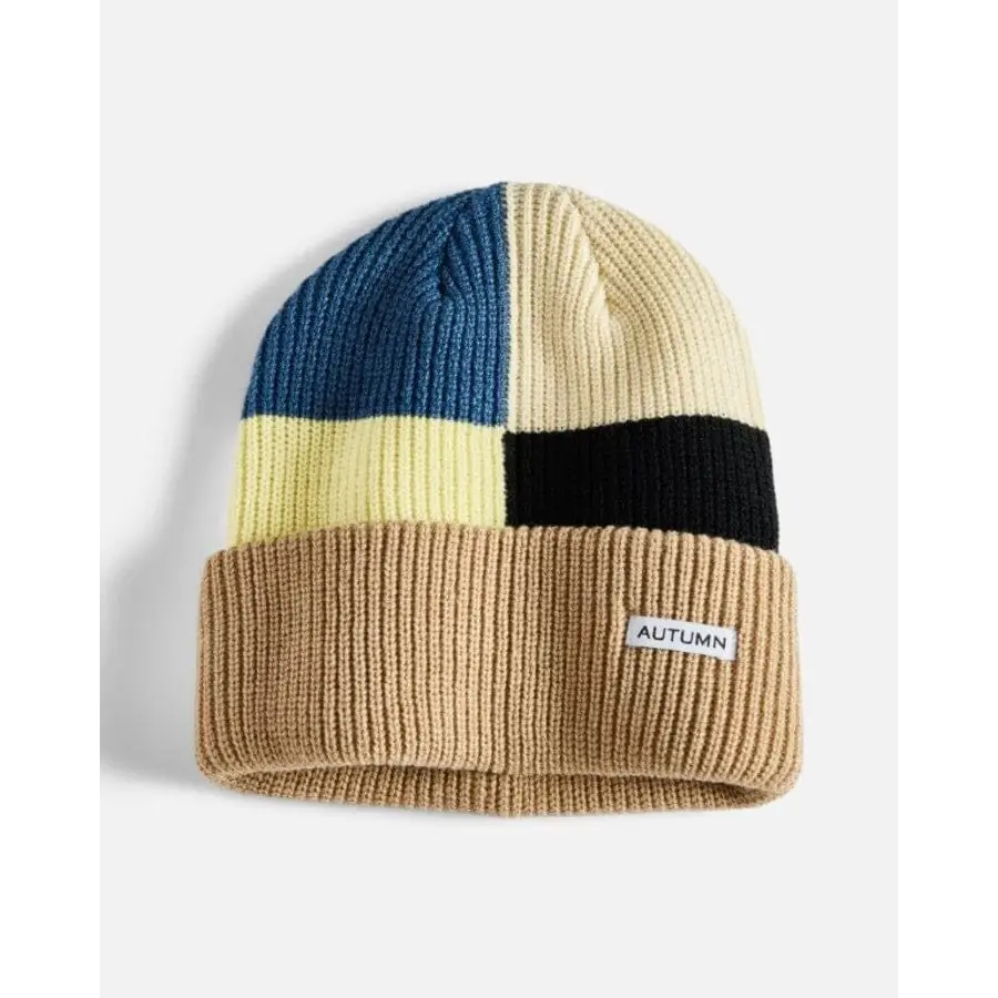 Autumn Patchwork Beanie Khaki 