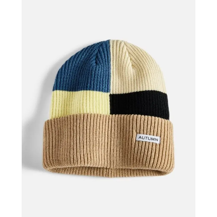 Autumn Patchwork Beanie Khaki 