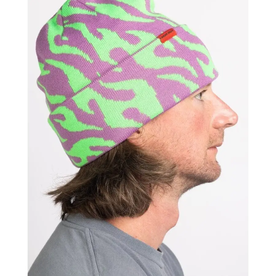 Autumn Tribal Flames Beanie Lavender 